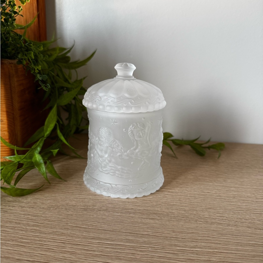 Frosted White Glass Jar with Lid